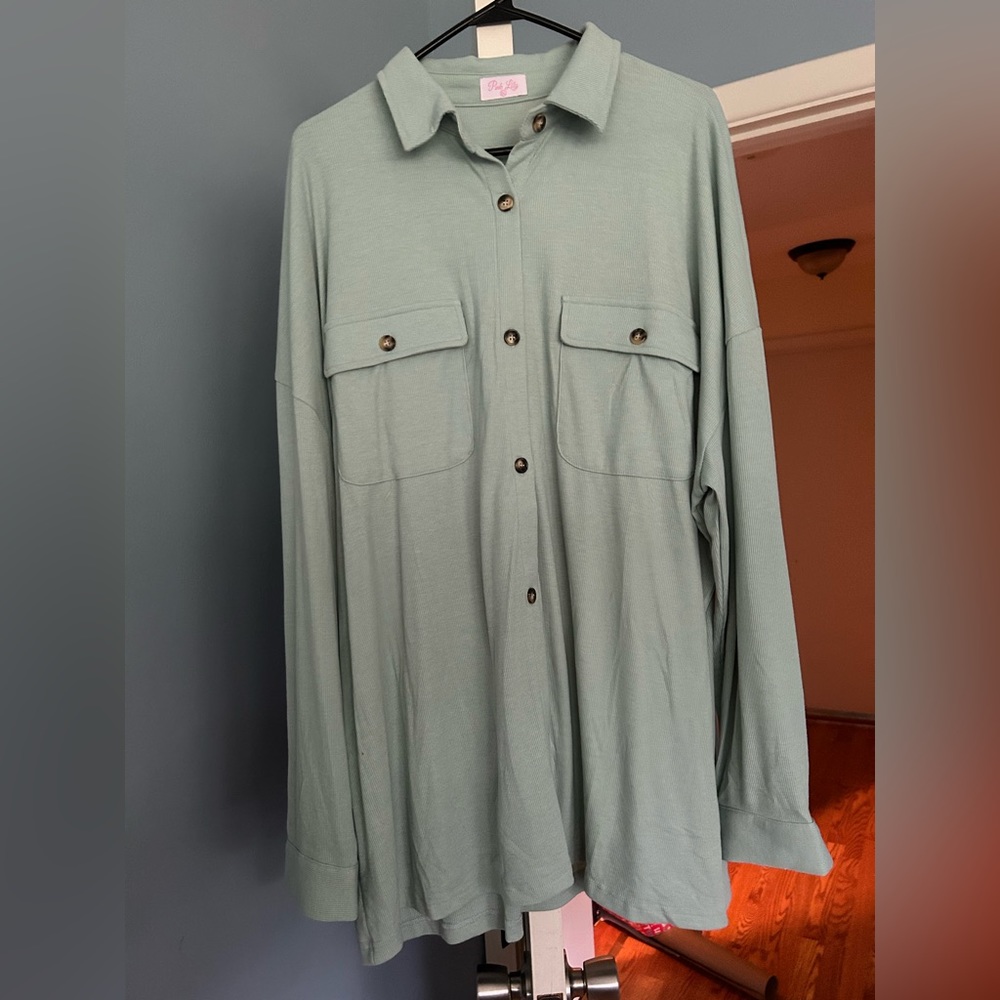Pink Lily over sized button down shirt